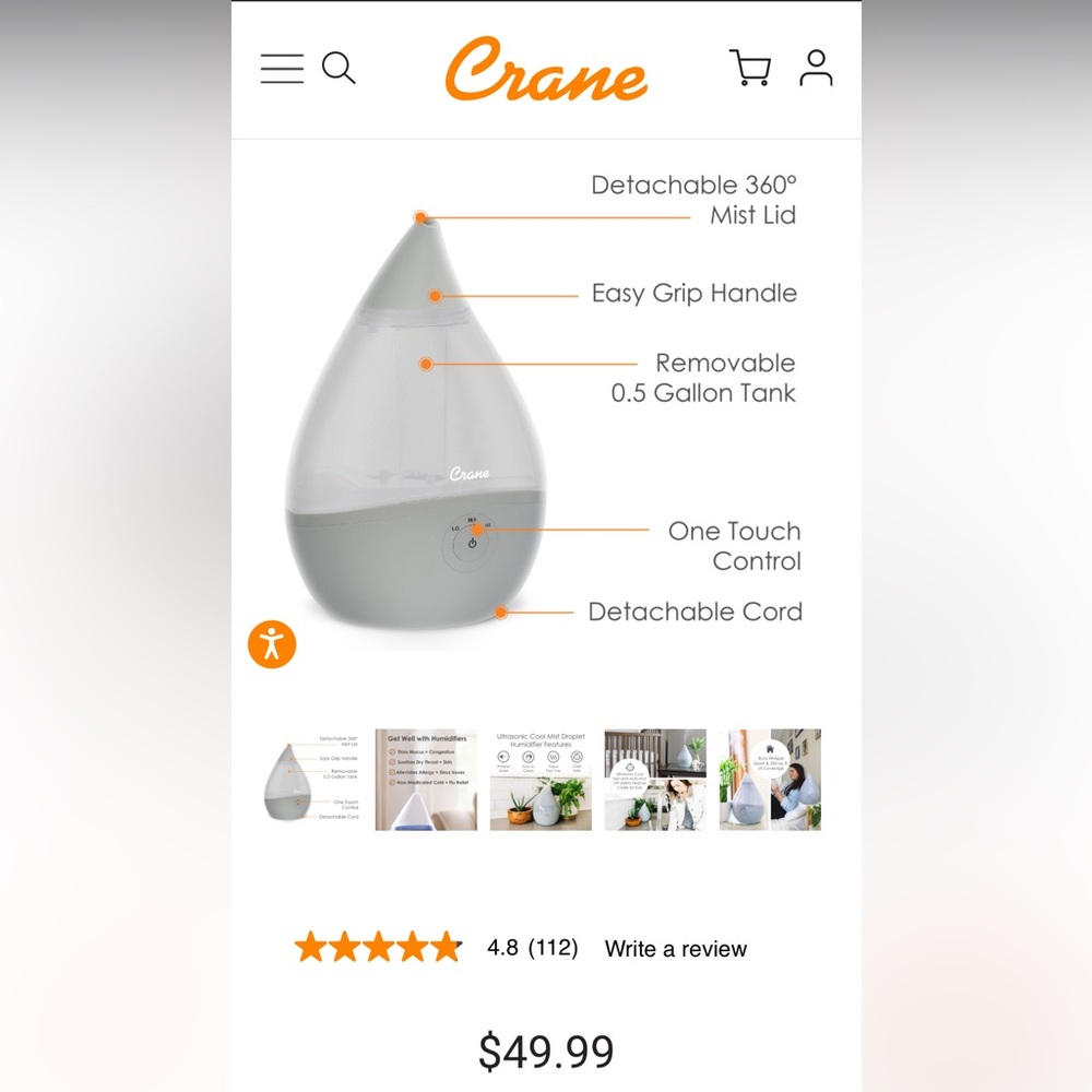 Crane Gray Humidifier - Picture 4 of 6